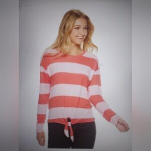 CLOUD CHASER Striped Pink and White Women's Sweater